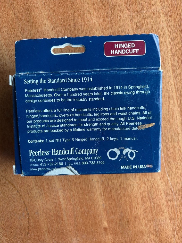 Peerless Model 801C Hinged Handcuff - Nickel Finish - PR-4801C