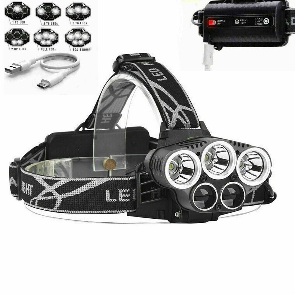 USB Rechargeable Headlamp LED Flashlight Headlight Head Torch Sensor Waterproof