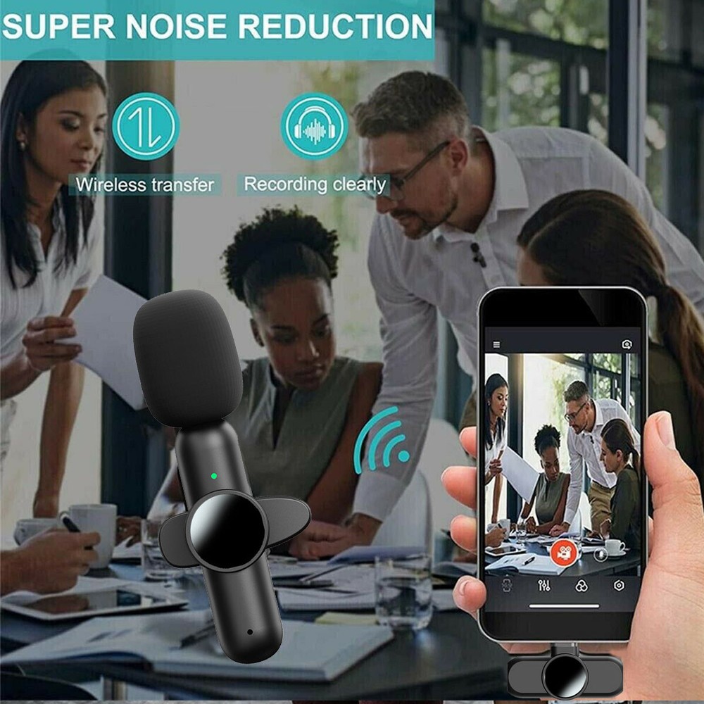 Mini Wireless Lavalier Microphone Audio Video Recording 2 Mic For IOS/Android