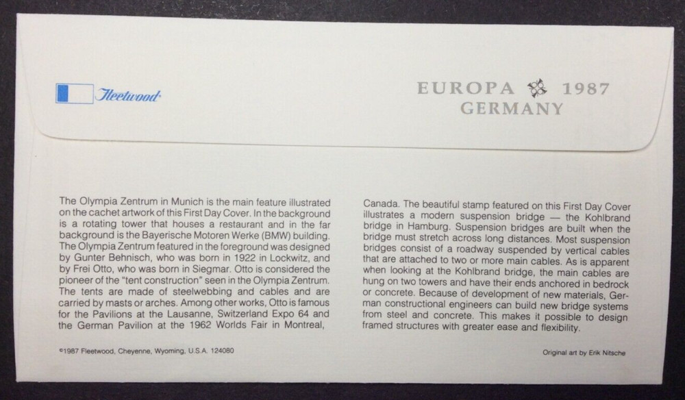Germany, EUROPA 1987 - European Modern Architecture Set FDC