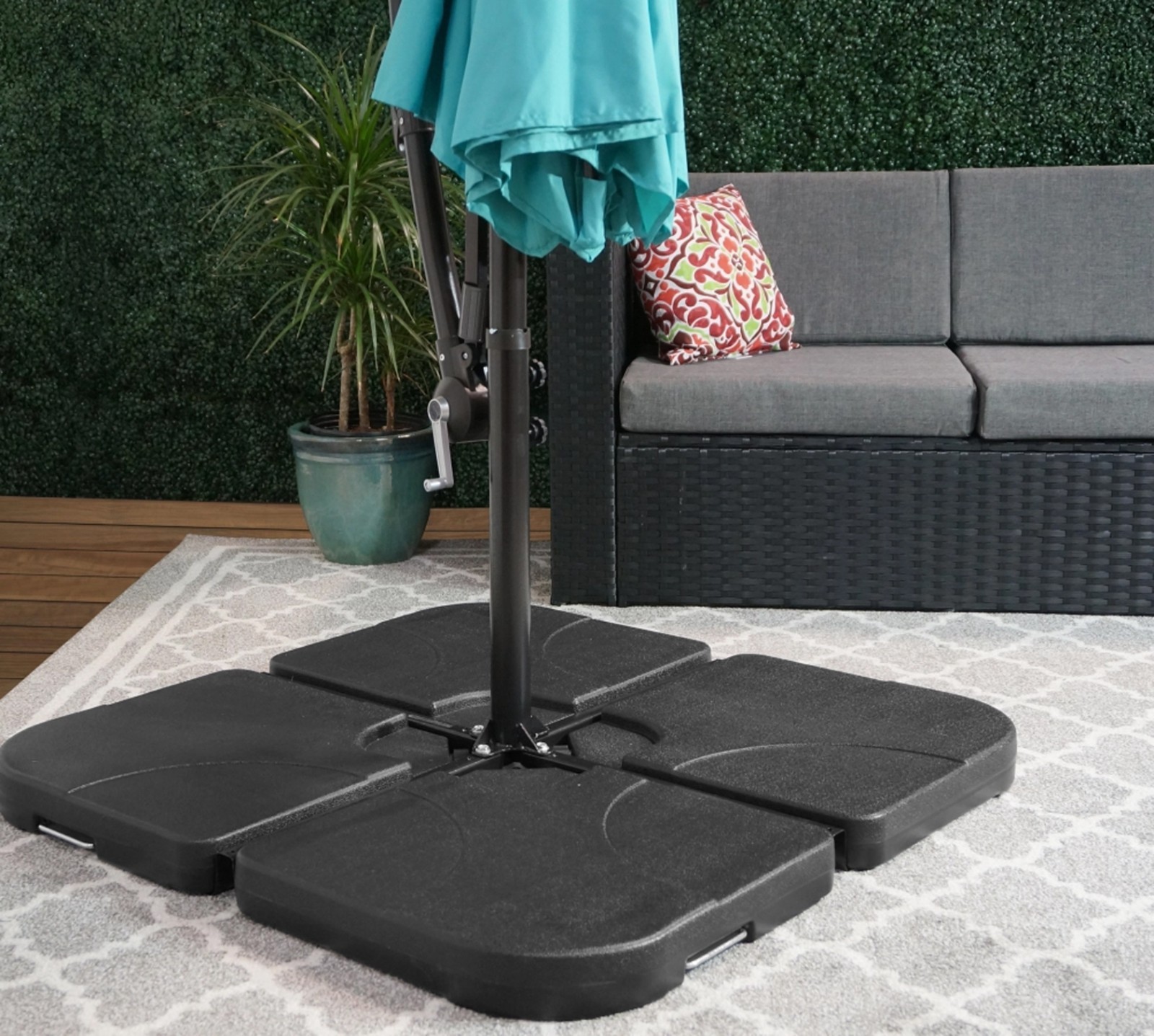 Westin Outdoor 4-Piece Umbrella Weights Heavy Duty Base Plates Water Sand Fill