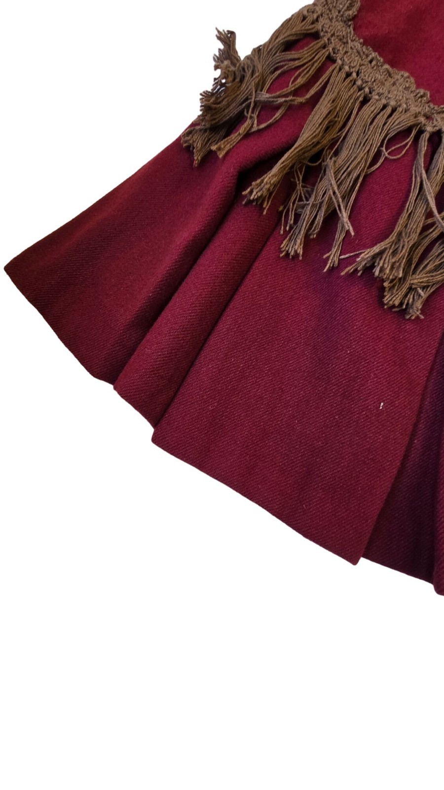 Victorian Burgundy Wool Capelet Fringe Cloak Steampunk Civil War Reenactment