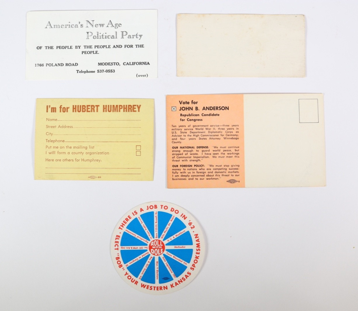 1960's Political Congressional Campaign Ephemera