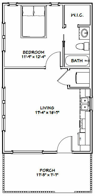 18x30 Tiny House -- 540 sq ft -- PDF Floor Plan - Model 4K