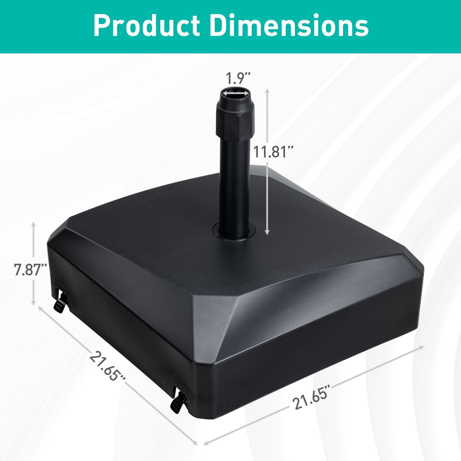 Aoodor Patio Umbrella Base With Wheels,Heavy Duty Fillable Market Umbrella Stand