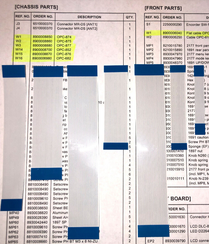 Icom IC-706MKIIg Ribbon Cable Set (7 cables)