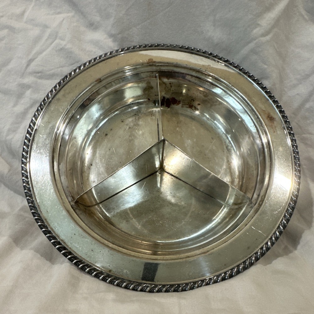 EPC Silverplate Divided Bowl with EPC Hallmark, Vintage Tableware