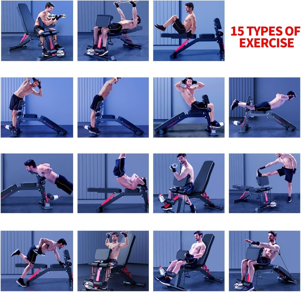 Versatile Adjustable Bench for Home Gym - 600lbs Capacity, Foldable Convenience