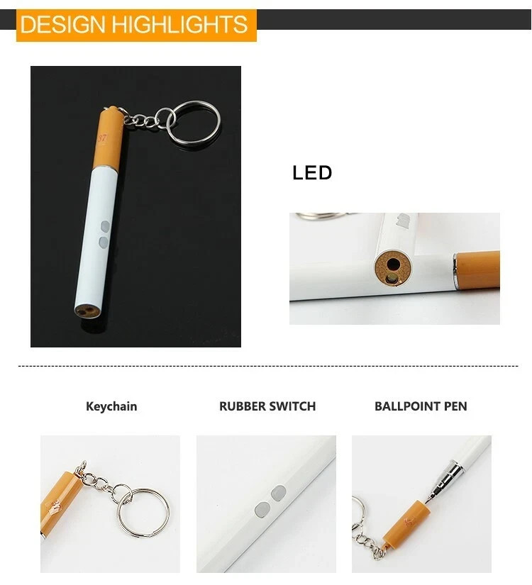 NEW 2-pack Realistic Cigarette - Laser Pointer, LED Flashlight & Pen Keychain!