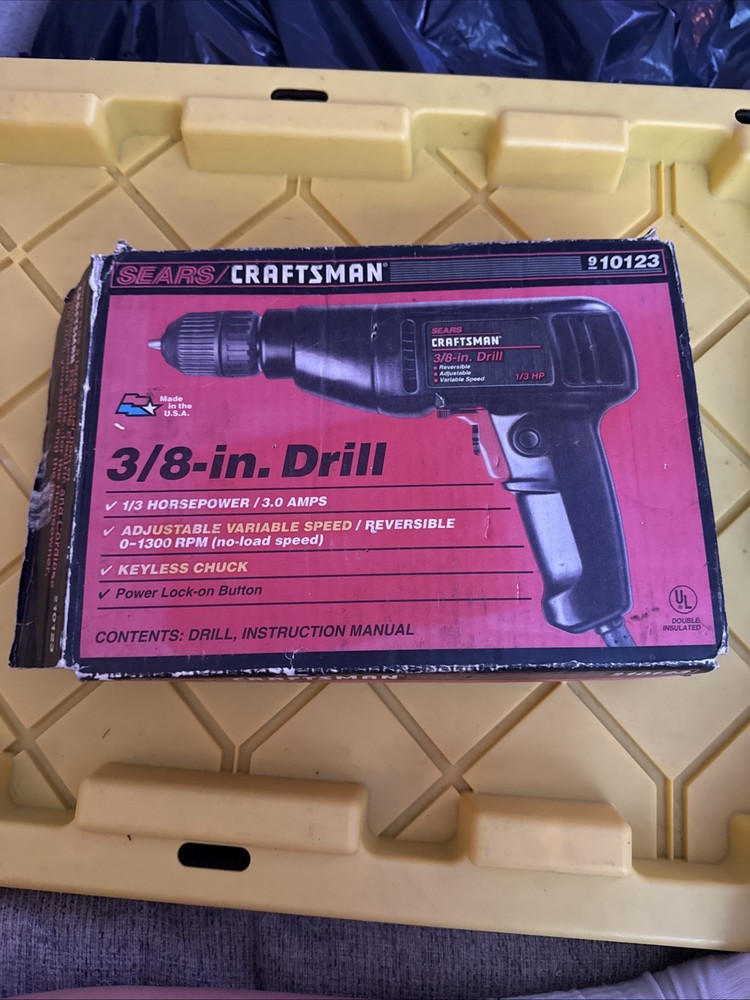 Vtg Sears Craftsman 3/8 Inch Variable Speed Reversible Drill