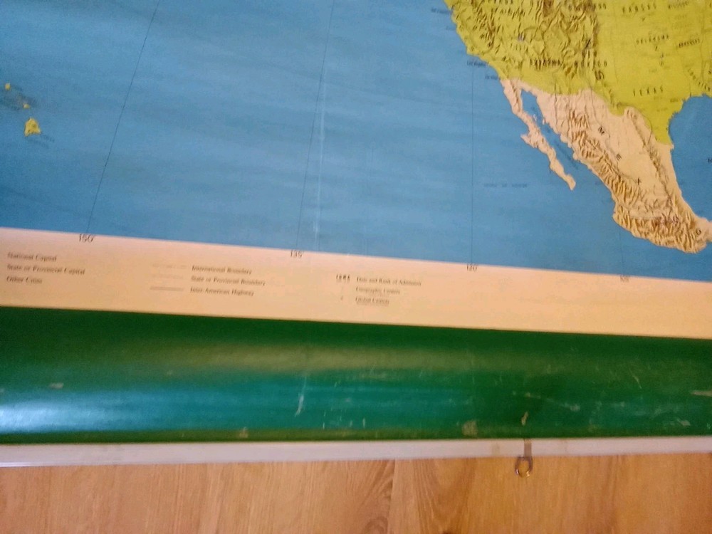 Vintage Pull Down School House Map