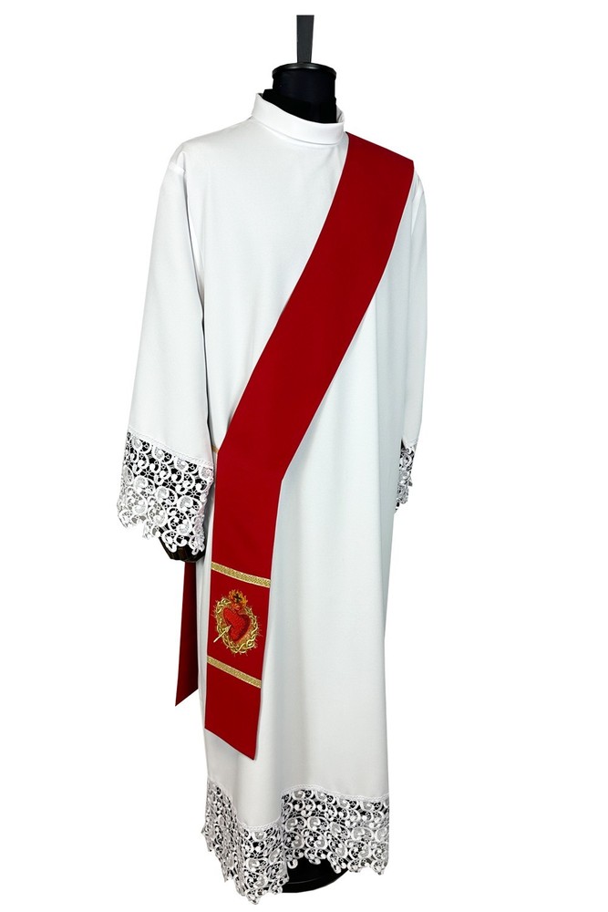 DEACON stole, plain red , liturgical  embroidery