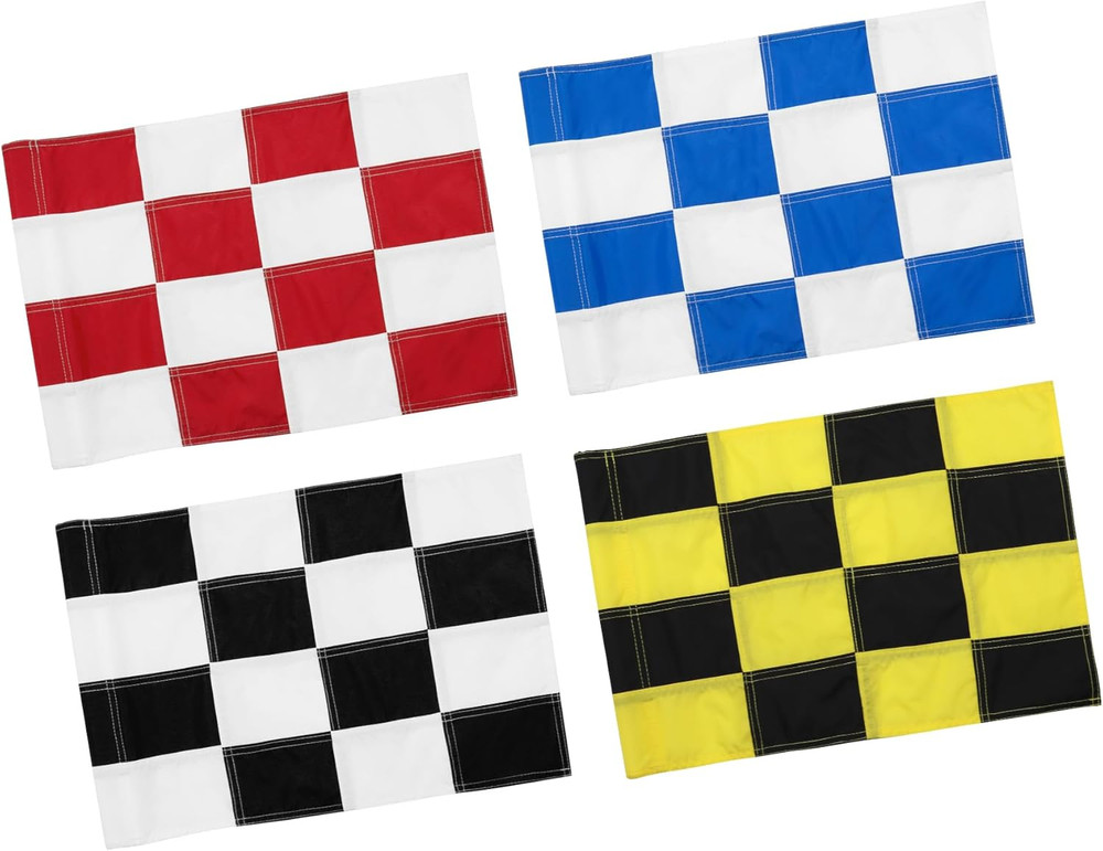 Checkered Golf Flags 20x14 Inch - 4-Pack Nylon for Practice & Courses