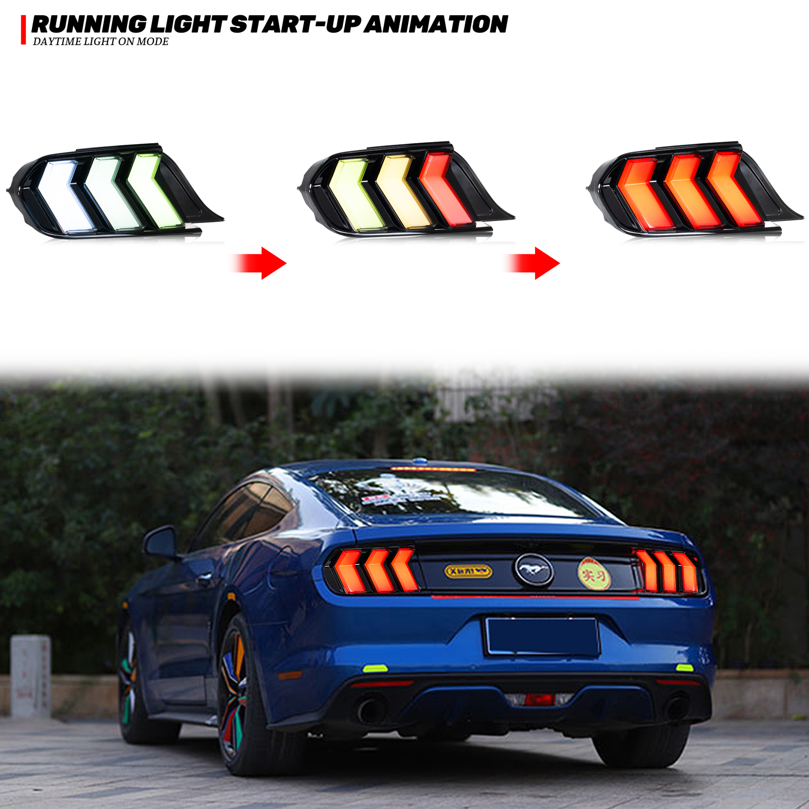 LED Tail Lights for Ford Mustang 2015-2023 S550 GT Sequential Euro Rear Lamps