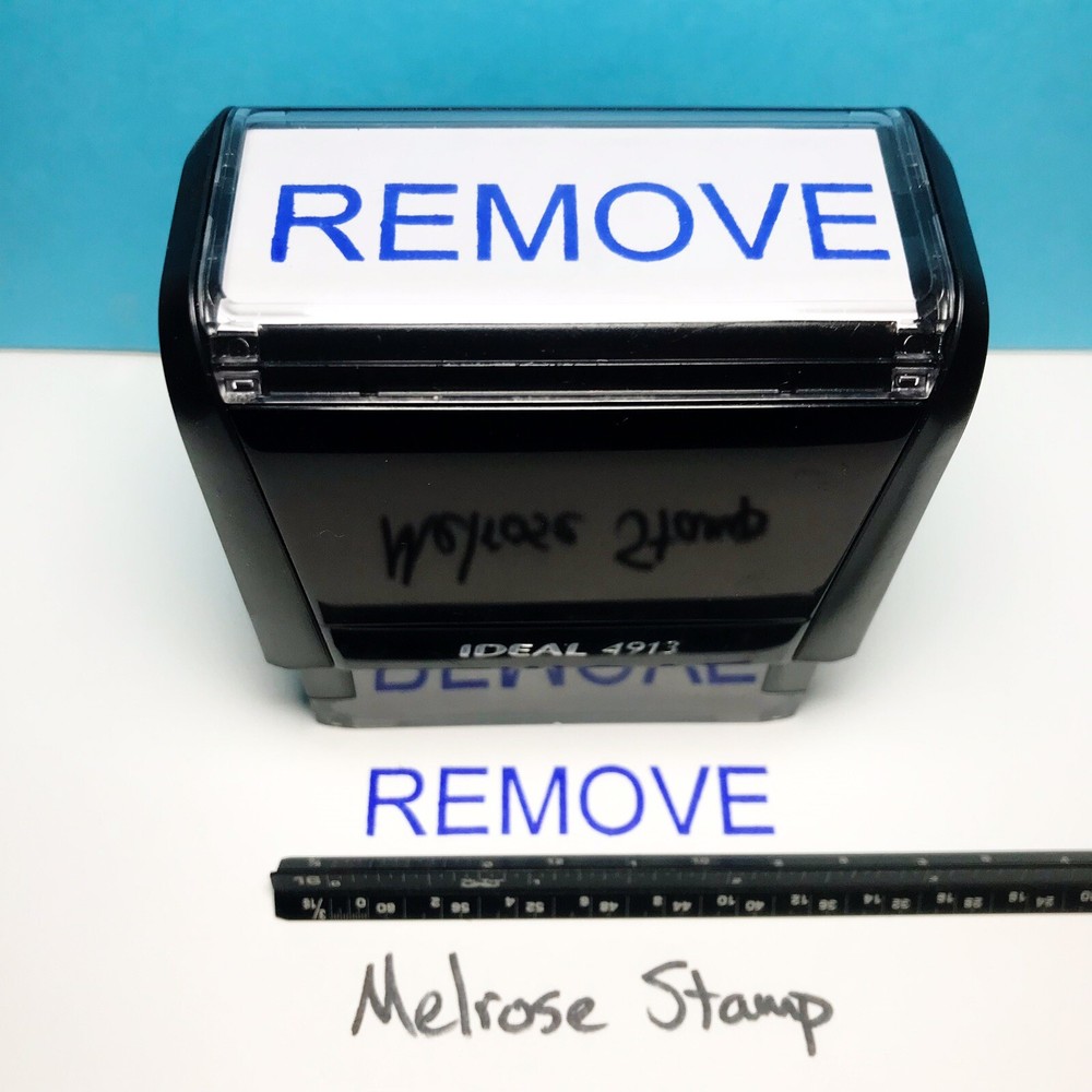 Remove Rubber Stamp Blue Ink Self Inking Ideal 4913