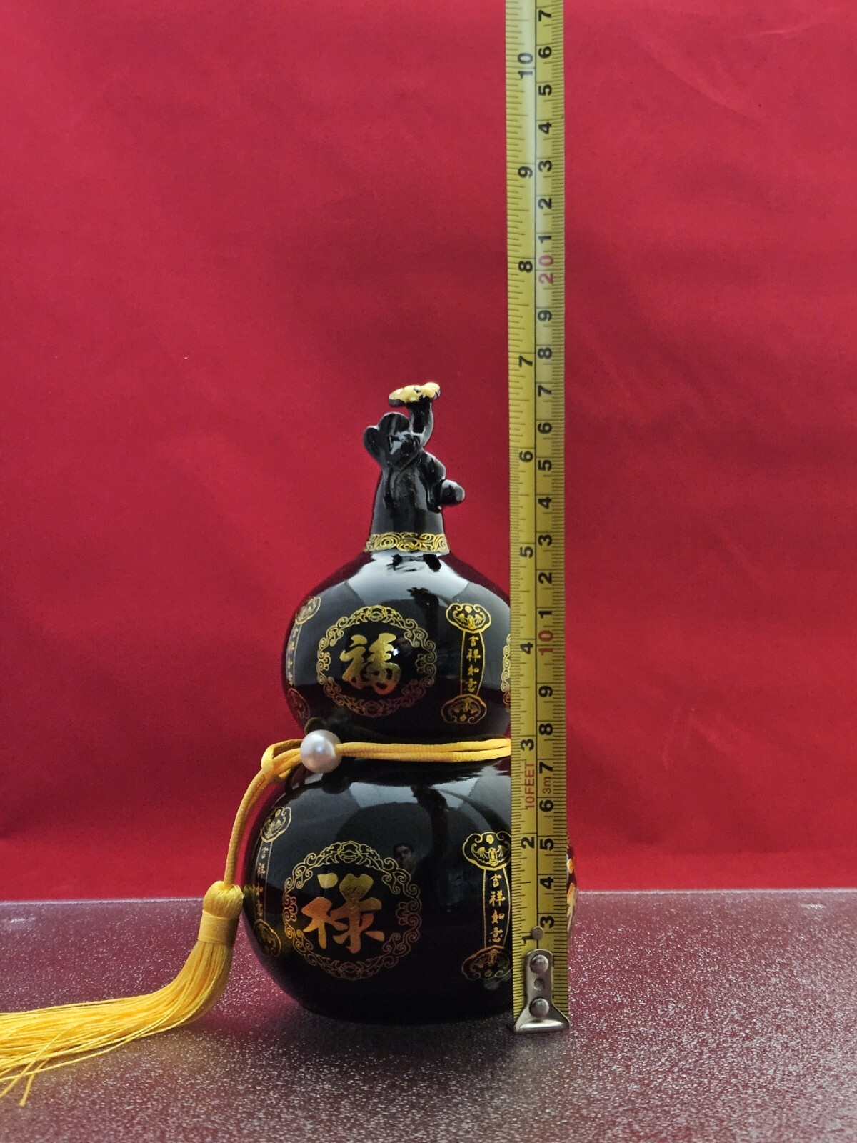 Natural Dark Jade Mount Taishan Gourd Feng Shui Good Luck Ornament Healing 3+LB