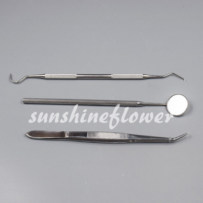 3 Pcs/Set Dental Instruments Basic Set Mouth Mirror Explorer #4 Cotton Plain