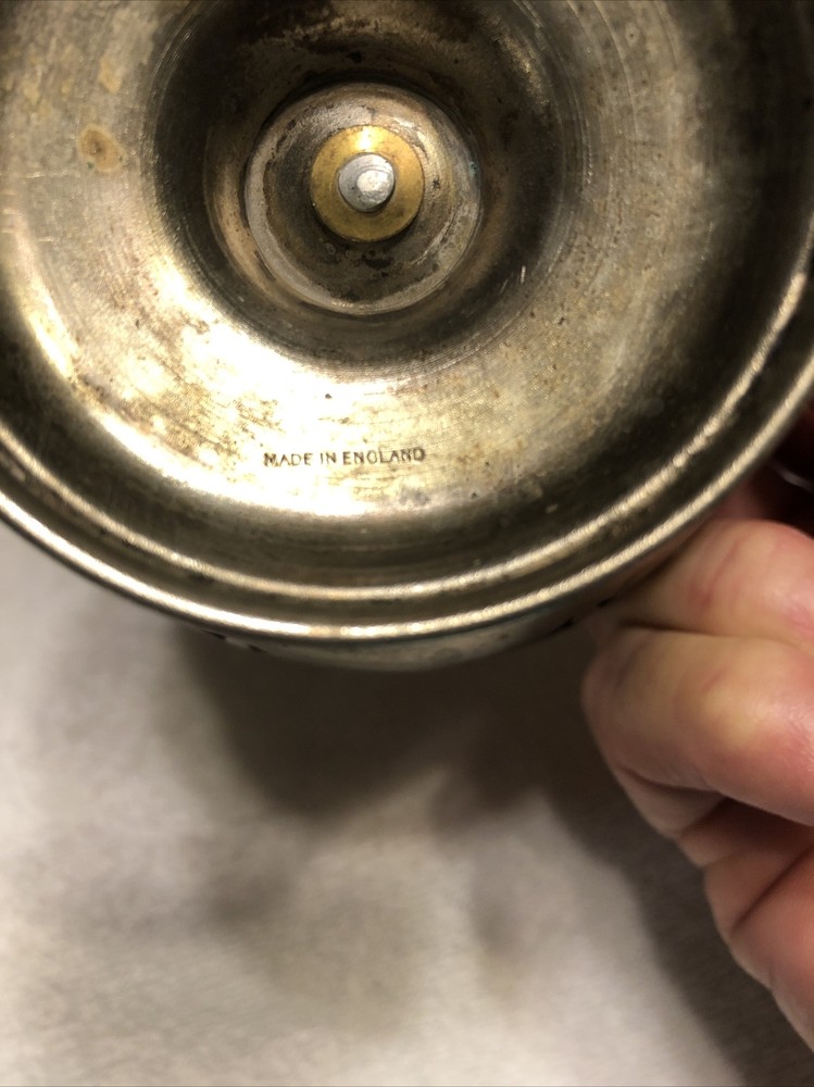 William Adams silver plated stand with blue glass bowl