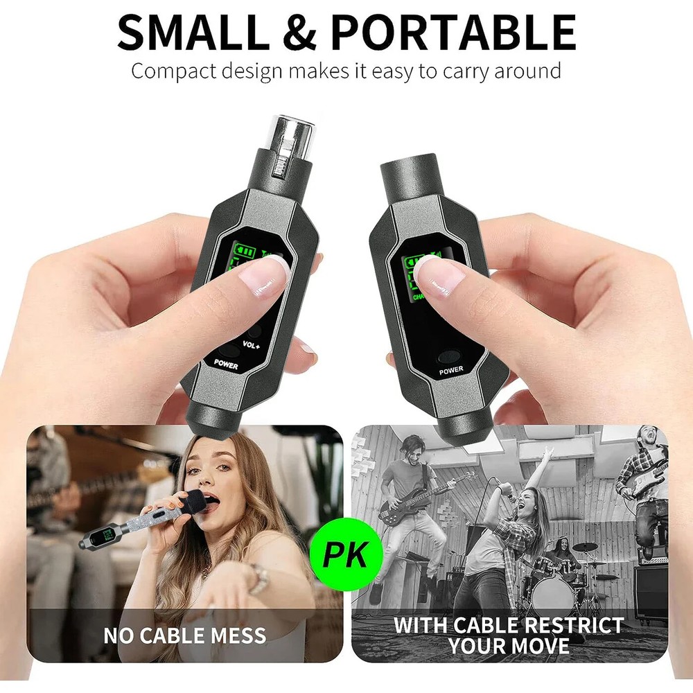 Wireless Microphone Converter XLR Transmitter and Receiver Microphone for Dynami