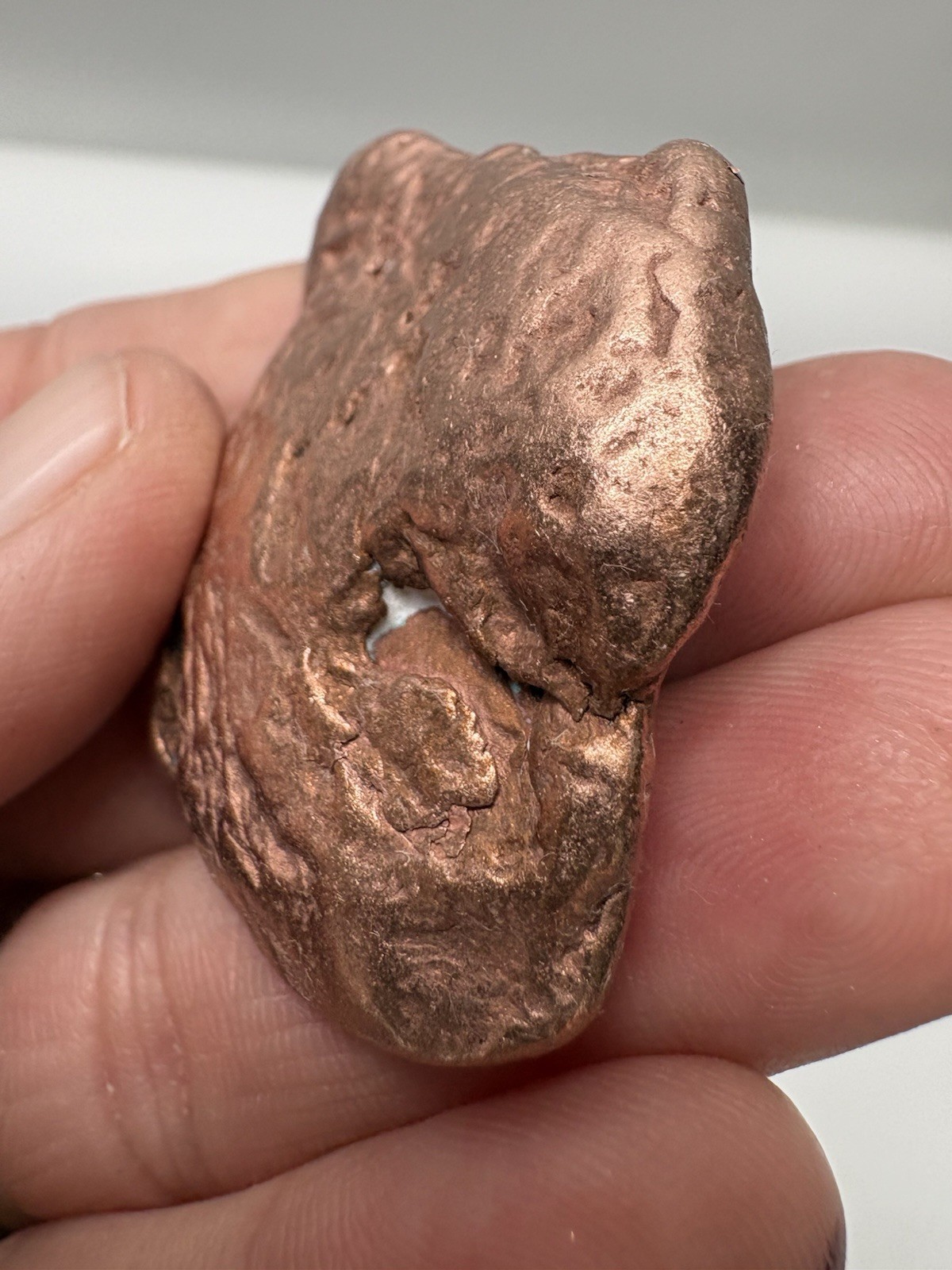 Pure Native Michigan Solid Copper Nugget Specimen Keweenaw Peninsula Mineral