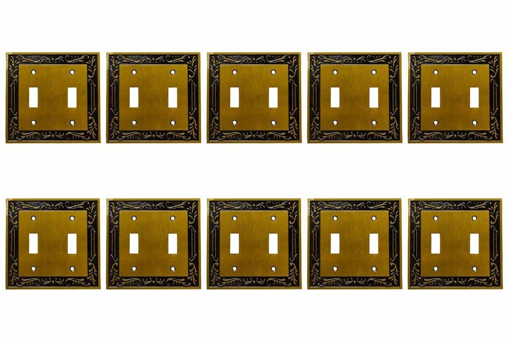 10 Victorian Switch Plate Double Toggle Antique Solid Brass | Renovator's Supply