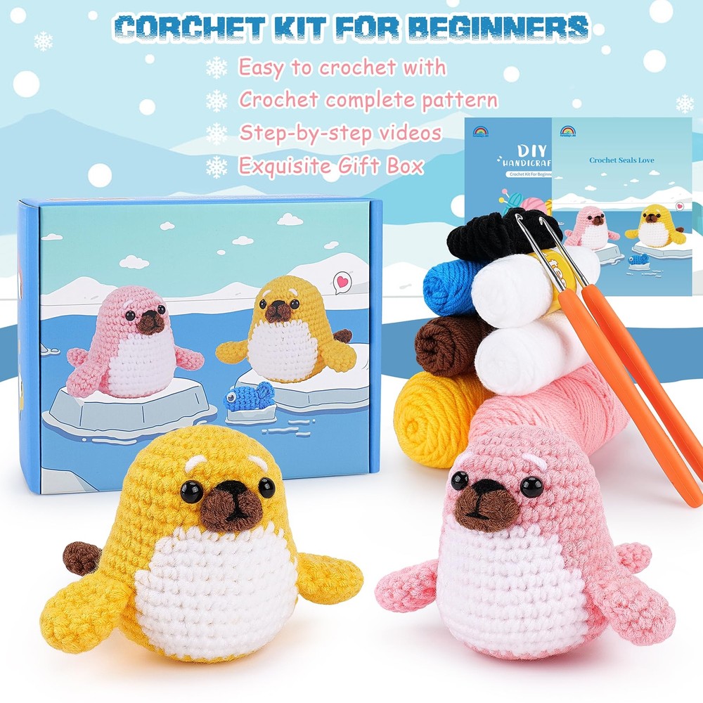 Crochet Kit for Beginners - Seal Crochet Kit with Step-by-Step Video Tutorial...
