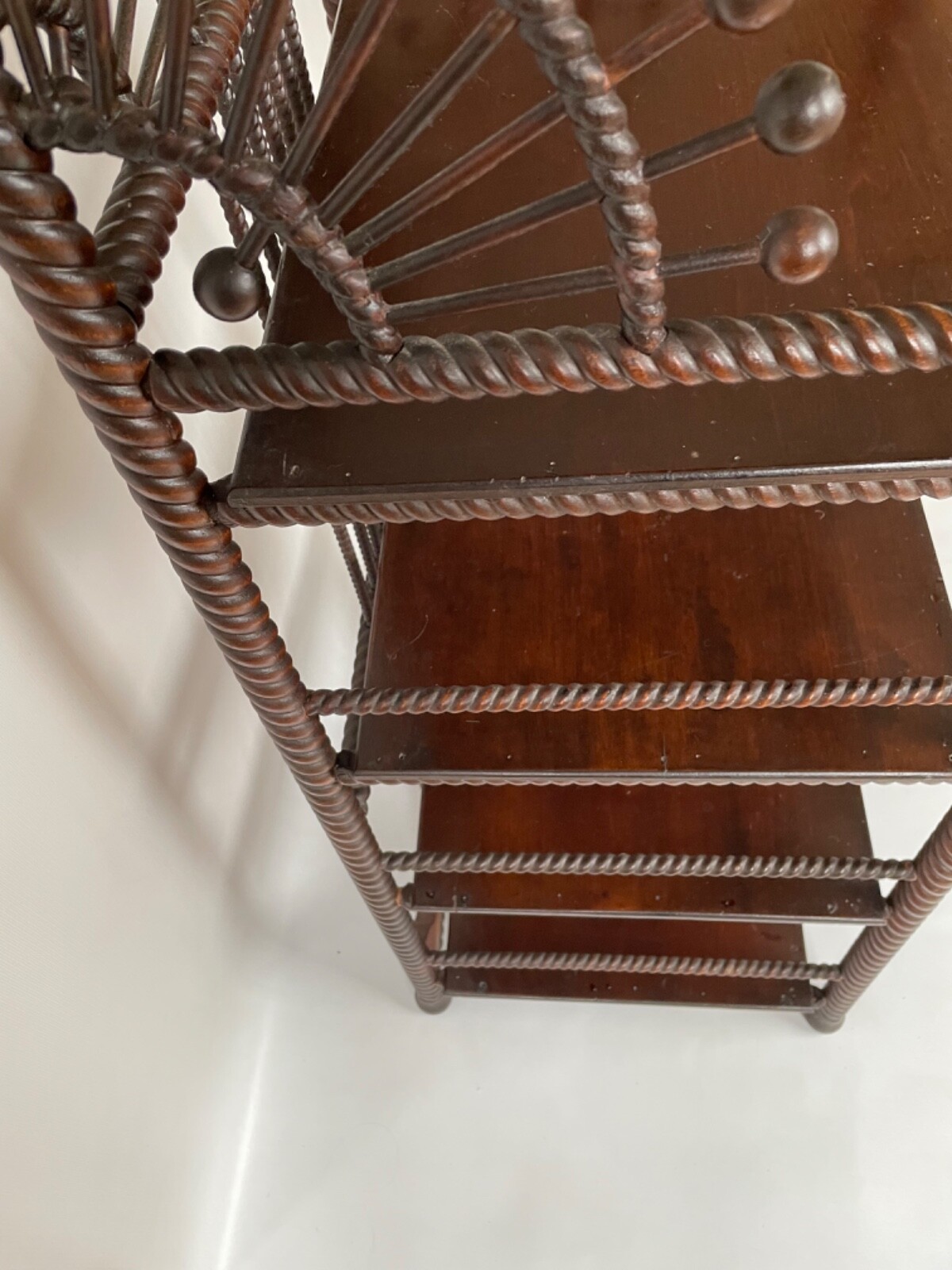 Antique Victorian Barley Twist Stick and Ball Small 4 Tier Bookcase 1890s