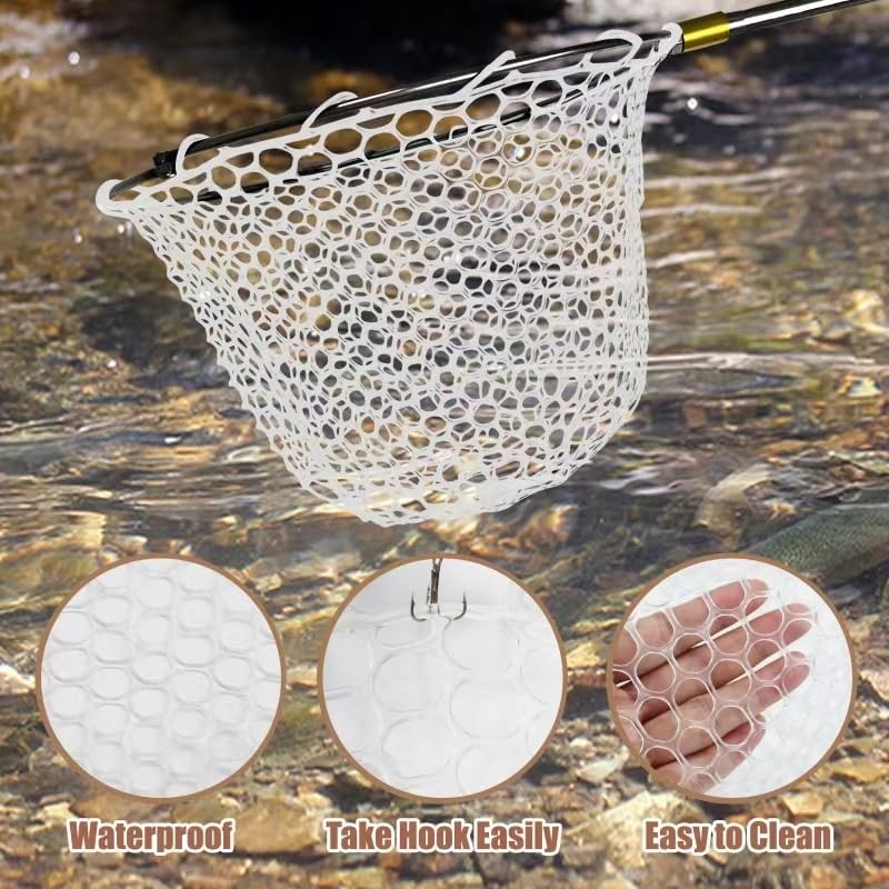 Fishing Landing Net Trout Net Replacement Netting with Rubber Mesh for