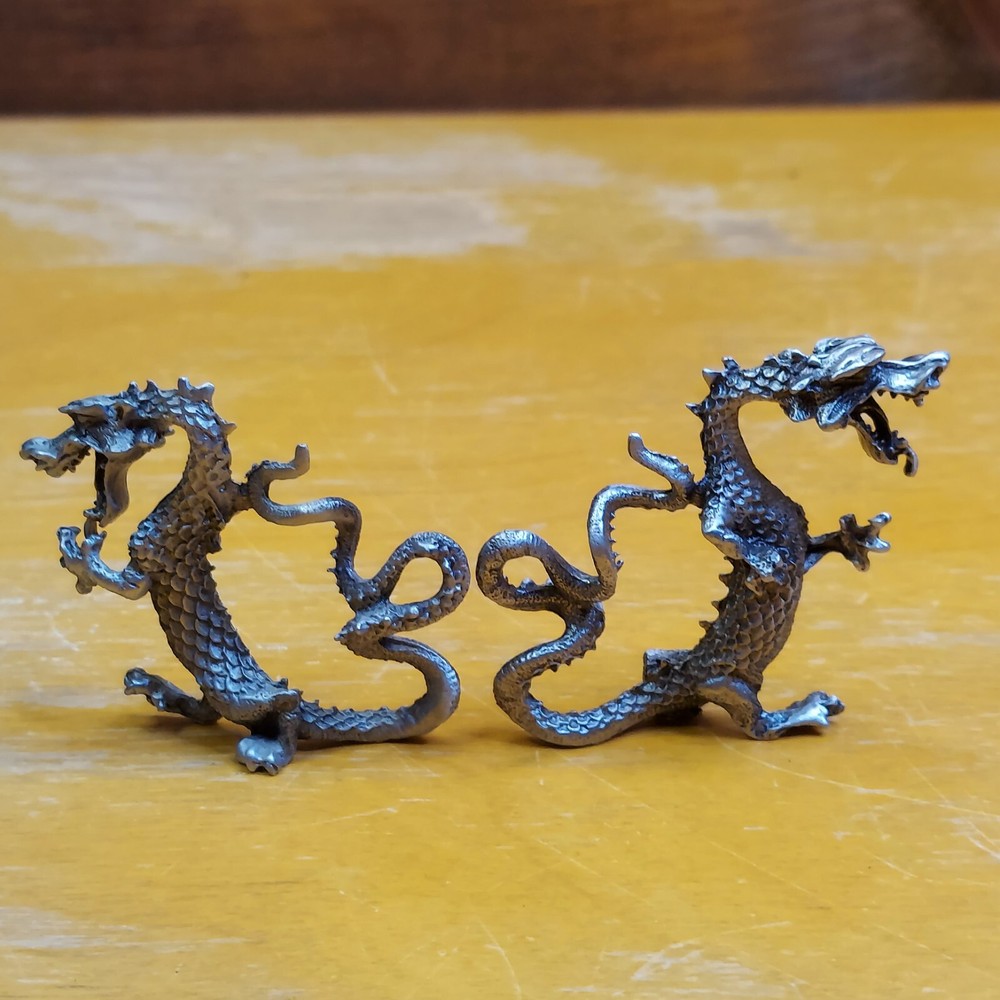 2 Metal Dragon Figures Unmarked