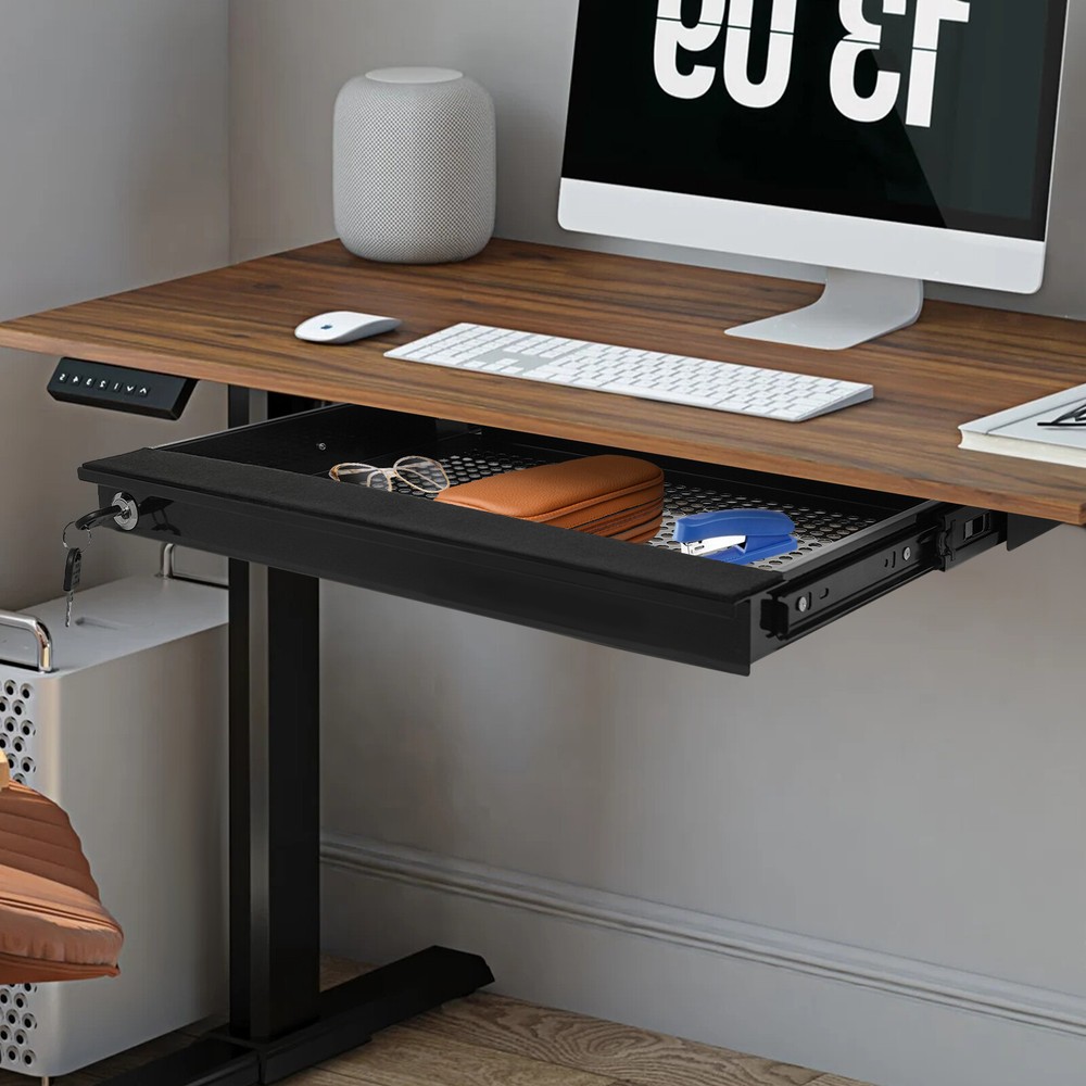 Under-Desk Drawer Storage Organizer for Standing Desks Pull-out Drawer Black