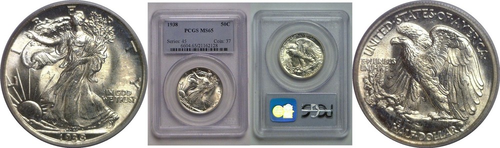 1938 Walking Liberty Half Dollar   PCGS MS-65