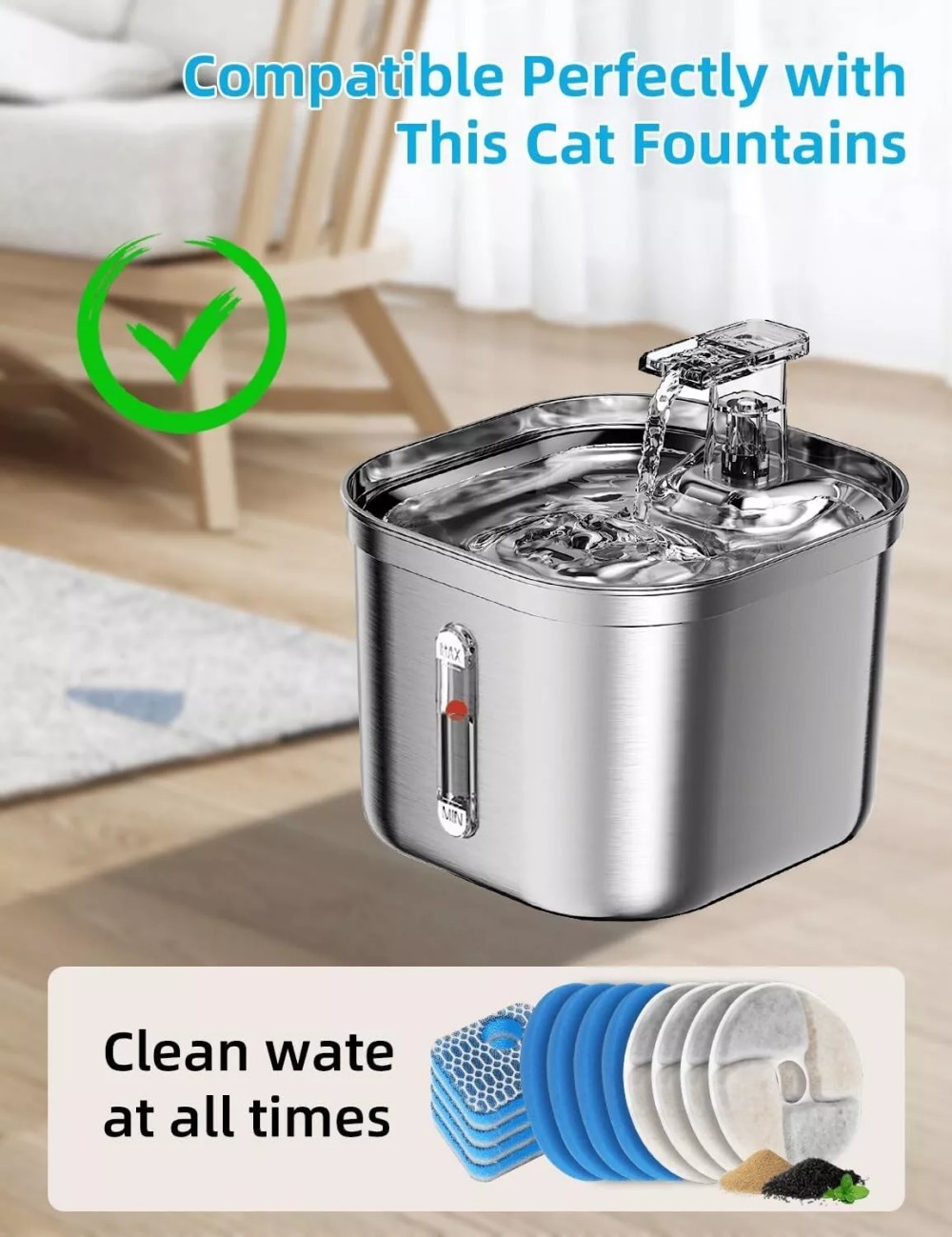 Pet Activated Carbon Filters Round Replacement for Dog Cat Kitty Water Fountain