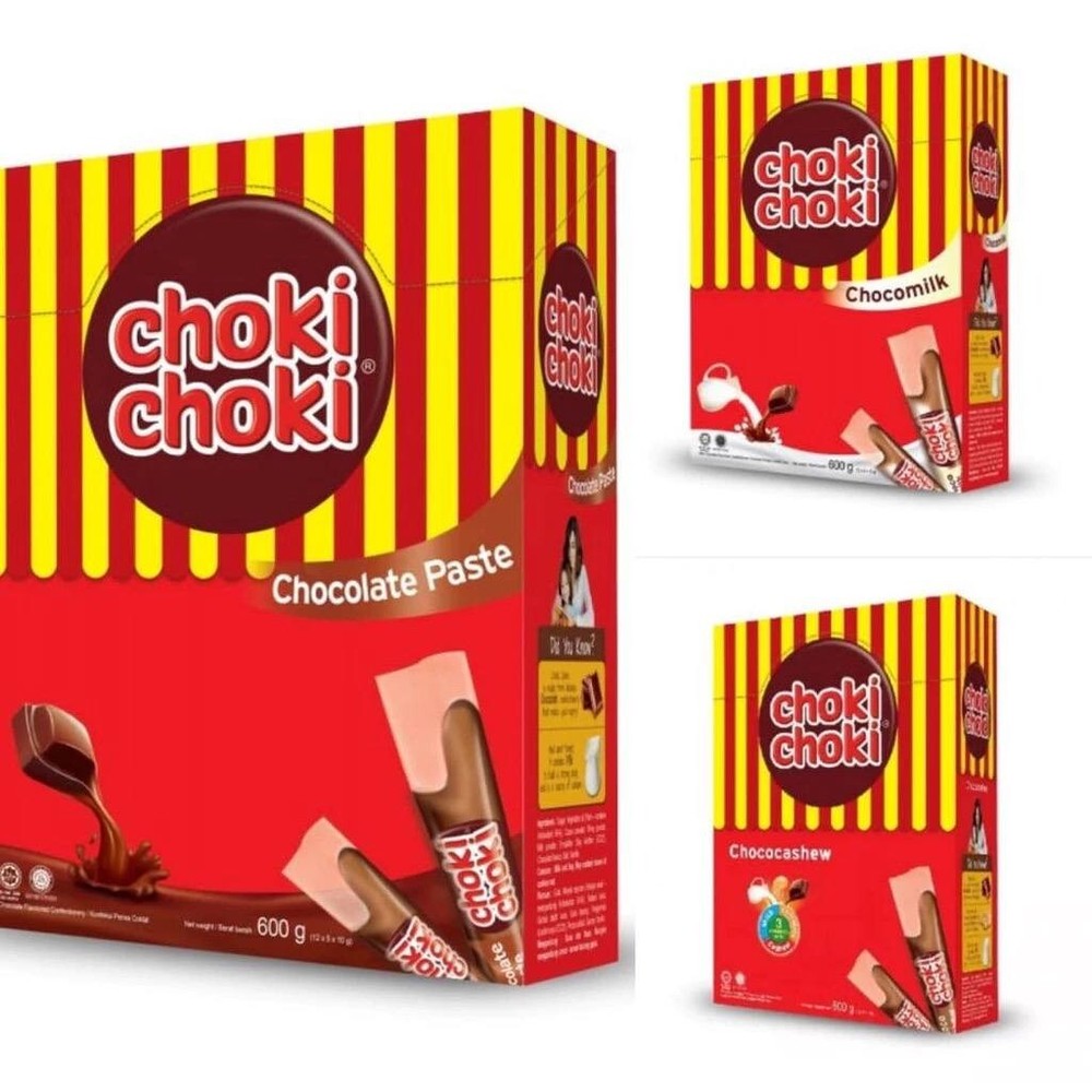 3x Choki Choki Chocolate Paste Stick Snacks (60pcs/Box) 12 Packet