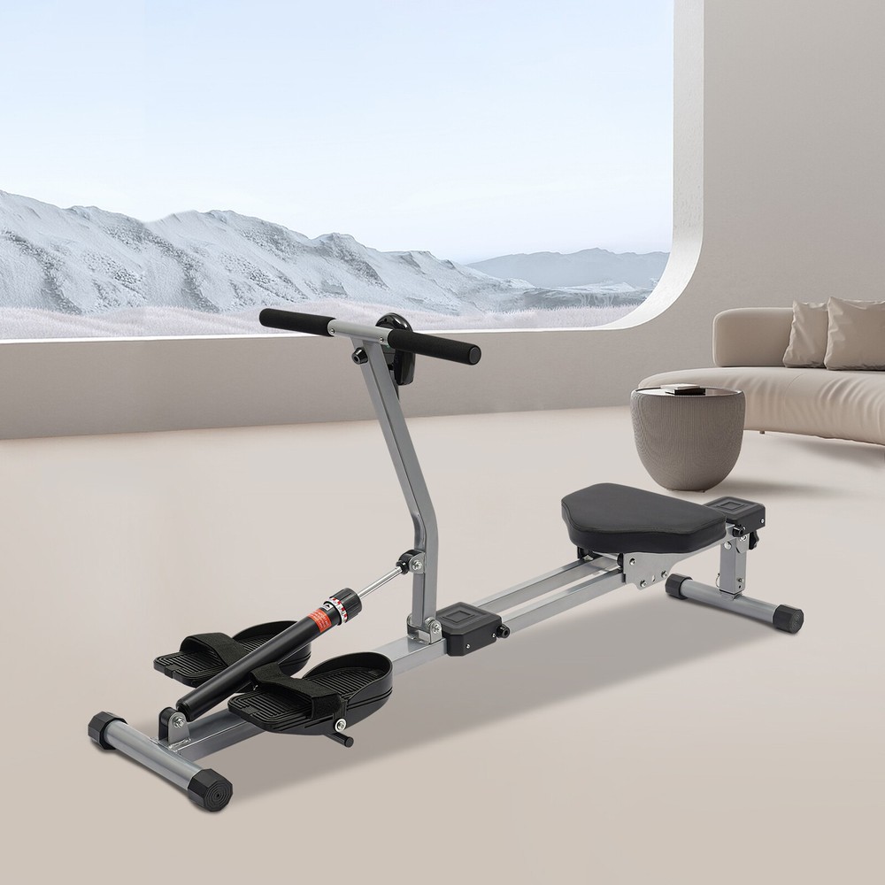 Foldable Rowing Exercise Machine Hydraulic Anti-slip Rowing Machine LED Meter