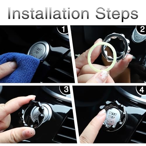 Bling Car Engine Start Button Cover Bling Interior Crystal Push Start Black