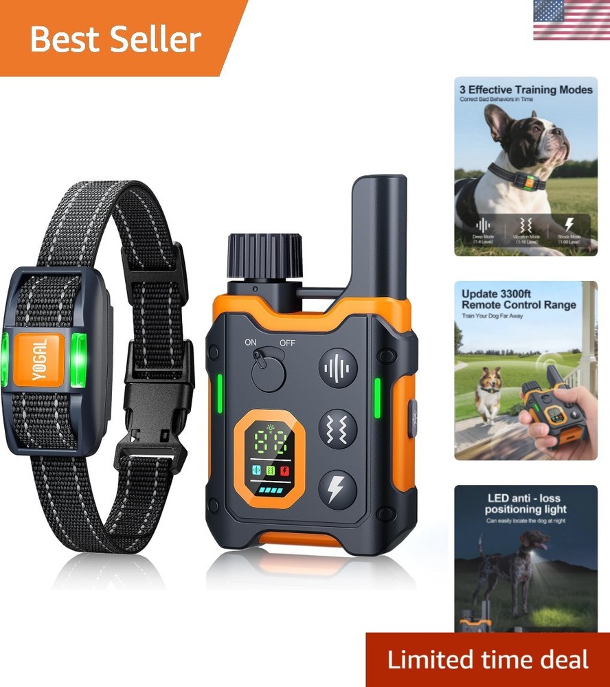 Electronic Dog Shock Collar for Large, Medium, Small Dogs - Adjustable & Durable