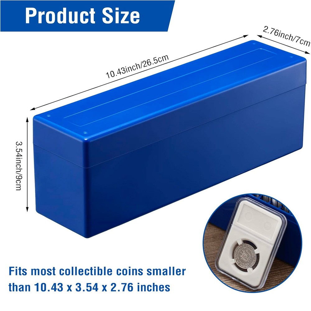 3 Pack Coin Slab Storage Box, 20 Slotted Case Plastic for Graded Coin Storage US