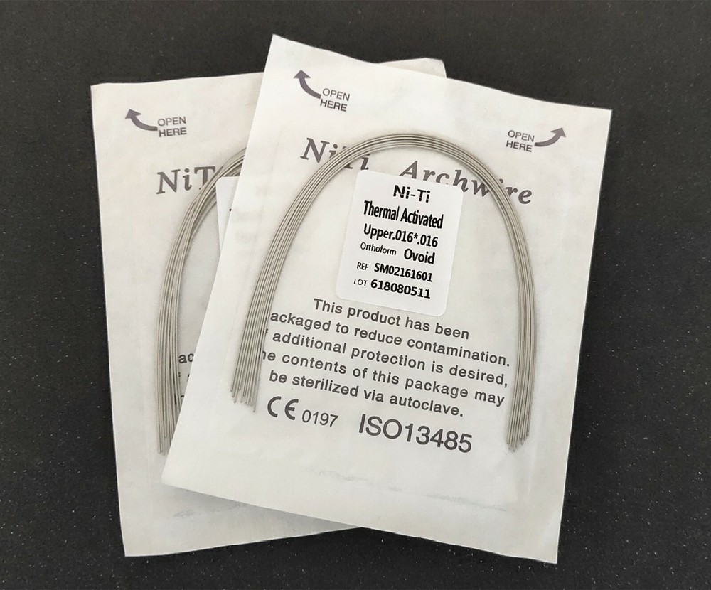 20 Packs 200 Pcs Thermal Activated NITI Rectangular Arch Wire Bows Ovoid Form
