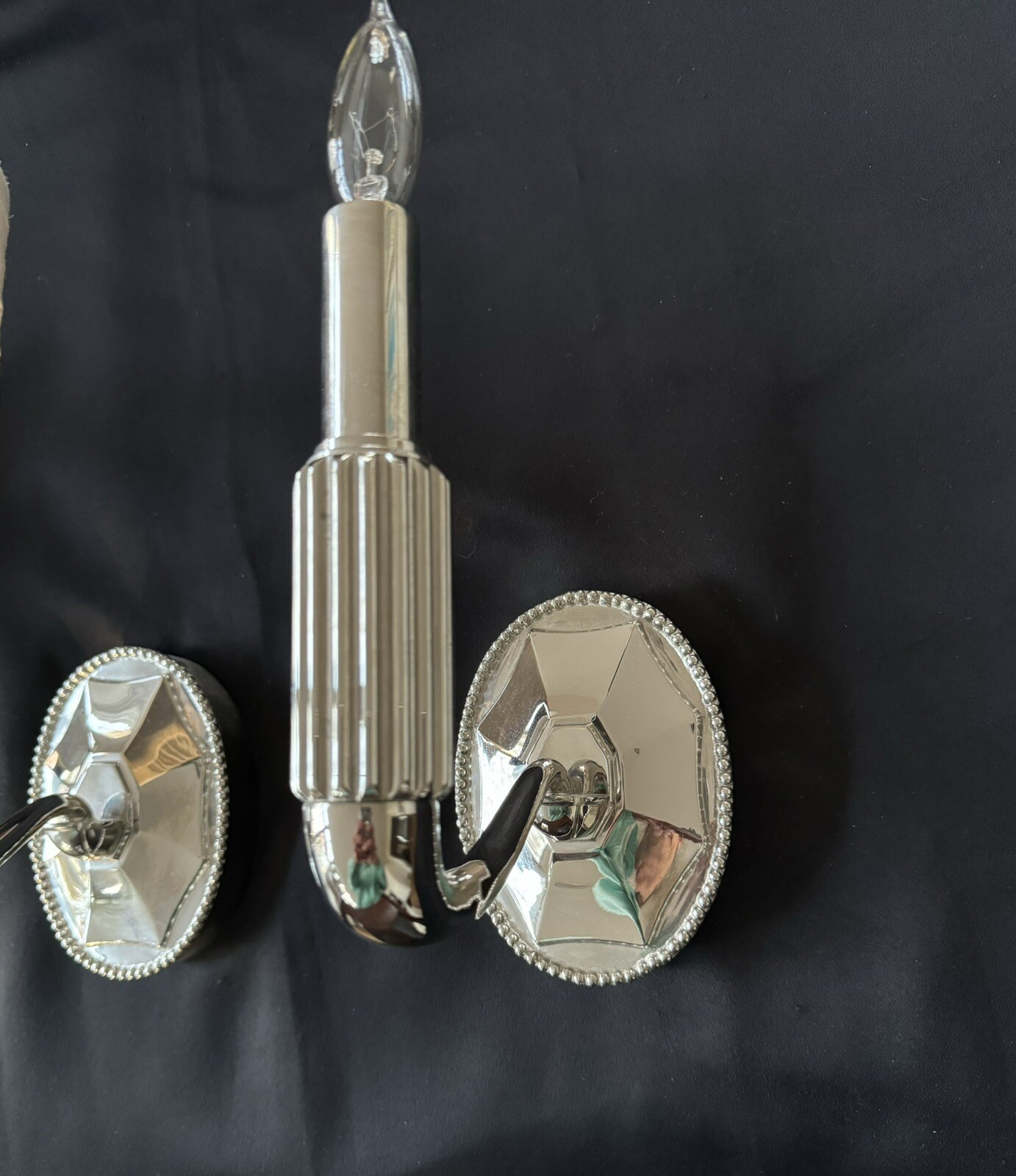 Pair Urban Archaeology Paris Chrome Wall Sconce Sconces White Pleated Shade