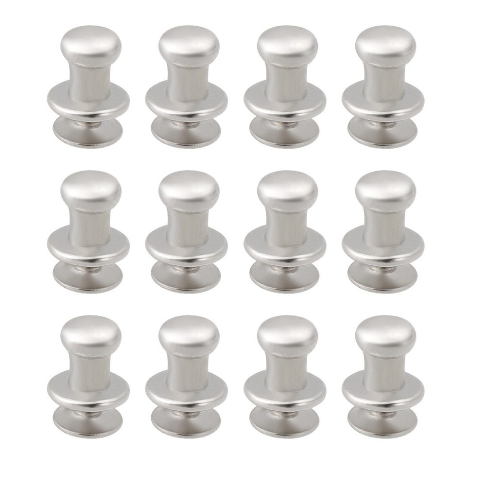 6mmx8mm Gift Jewelry Box Single Hole Round Knobs Pull Handles Silver 12pcs