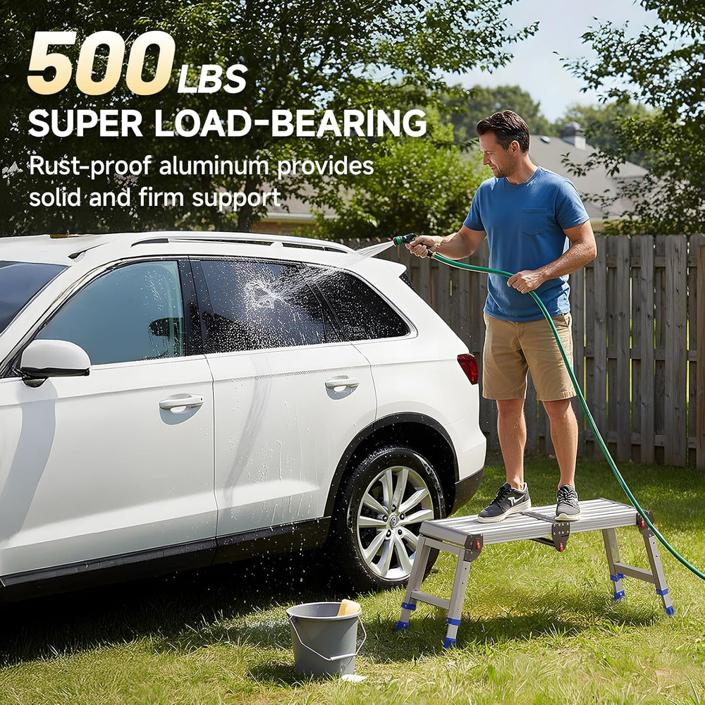 Heavy-Duty Lightweight Adjustable Folding Work Platform - 500 Lbs Capacity