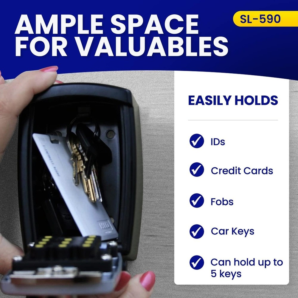 KeyGuard SL-590 Punch Button Lock Box - Secure Wall Mount Key Storage for Homes