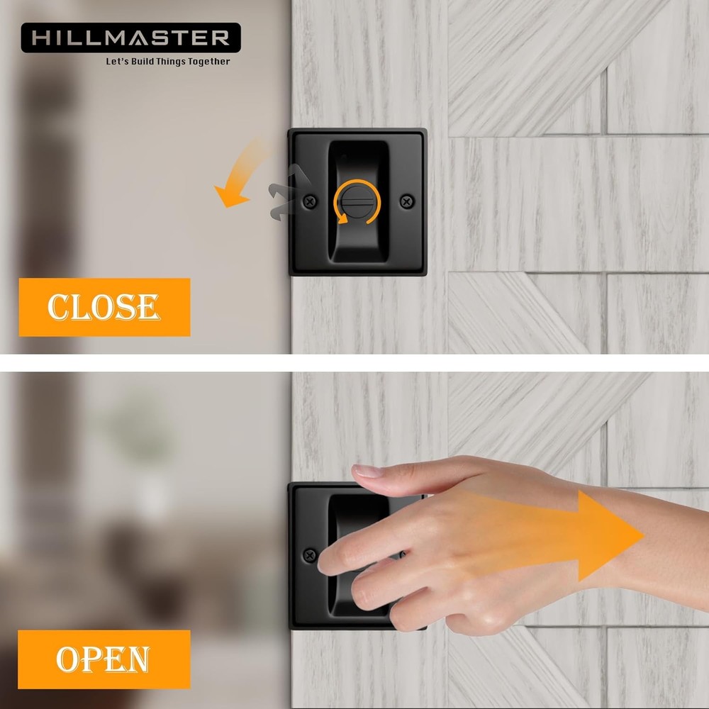 Privacy Pocket Door Lock Pull, Matte Black Hardware 1 Pack,