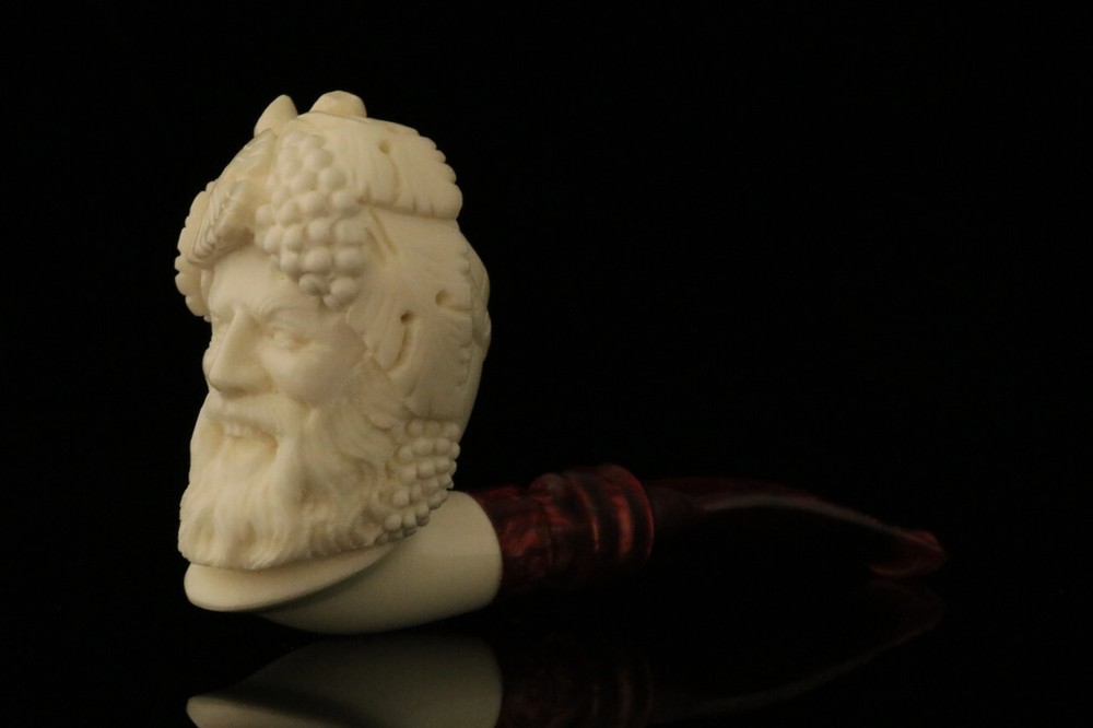 srv - Bacchus Block Meerschaum Pipe with fitted case M2182