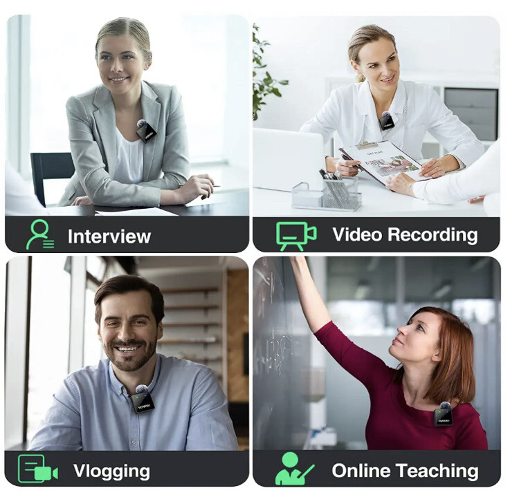 YENDILI Wireless Lavalier Microphone for iPhone Android 2.4G Mini Lapel Mic