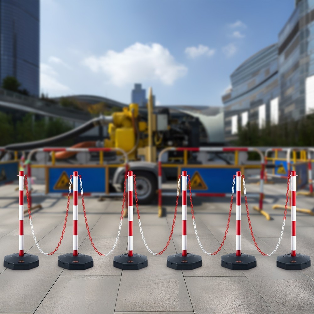VEVOR 6PCs Traffic Delineator Post Cones with Fillable Base 6.6 FT Chain