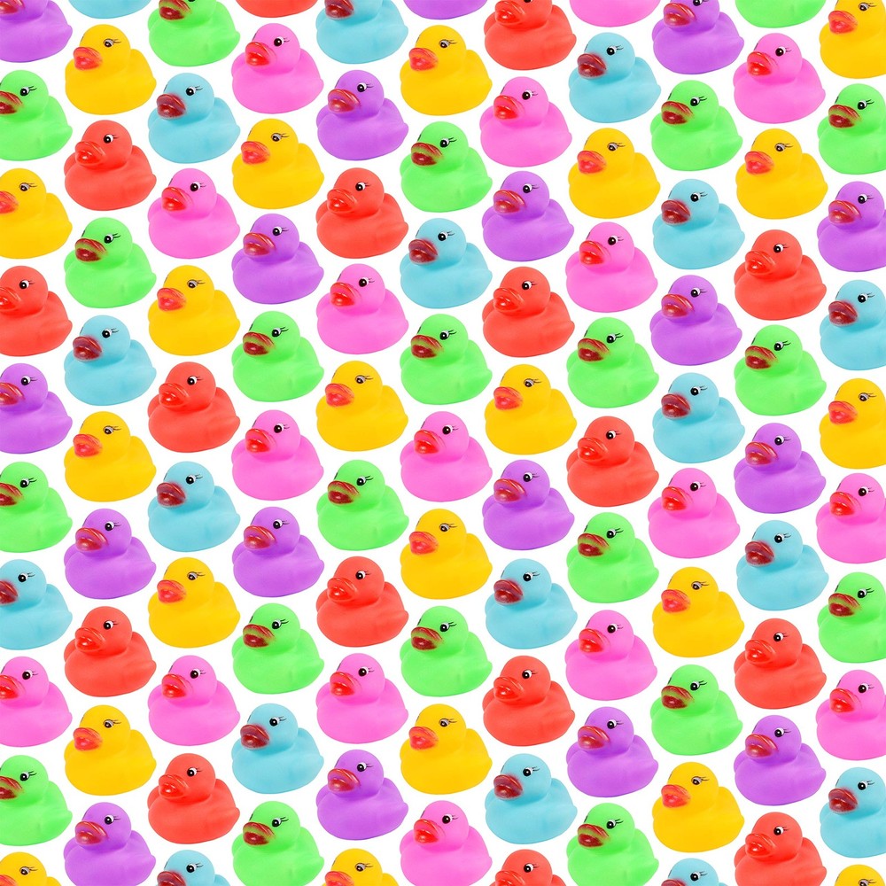 144-Pack Mini Rubber Ducks Set, Colorful Small, Multicolor