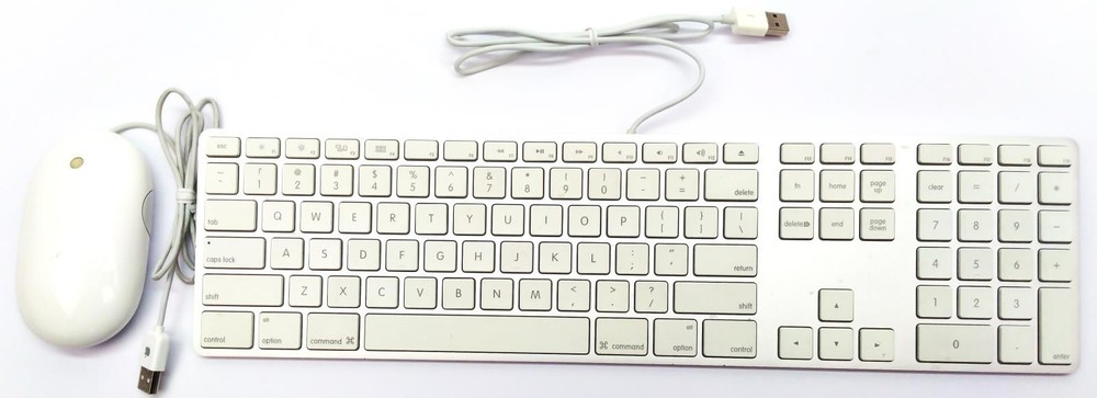 Apple Keyboard A1243 and Mouse Combo USB Wired with Numeric Keypad Aluminum