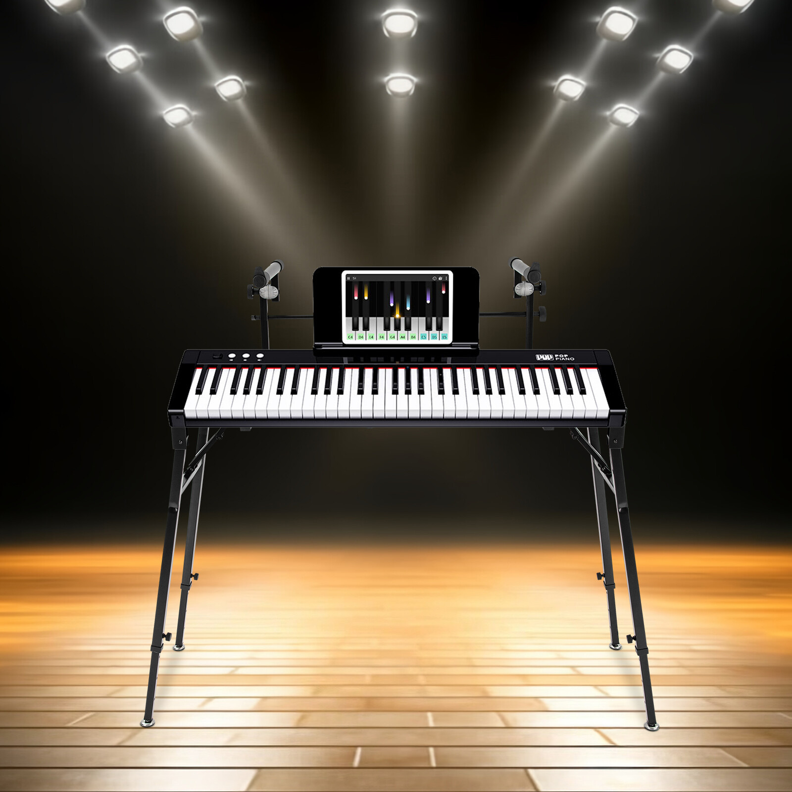 Keyboard Stand DJ Workstation Table Top Piano Holder 2-Tier Double Studio Mount