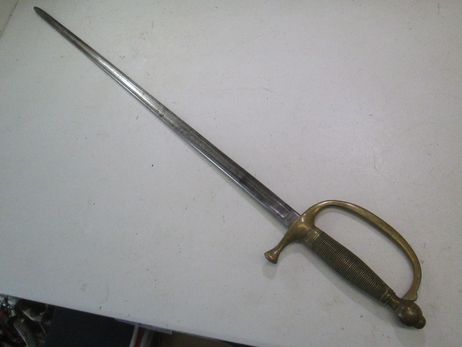 US CIVIL WAR MUSICIANS SWORD NO SCABBARD MARKED AMES DATED 1864 CLEAN BLADE
